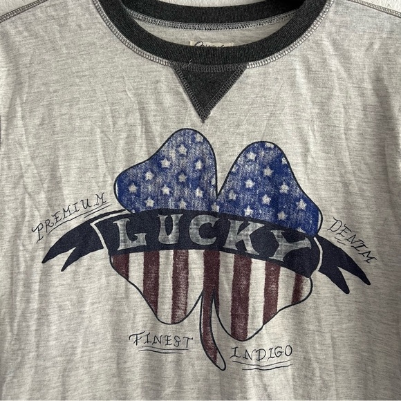 Lucky Brand Mens Crew Neck Long Sleeve Shirt Size Large Four Leaf Clover - Picture 4 of 7